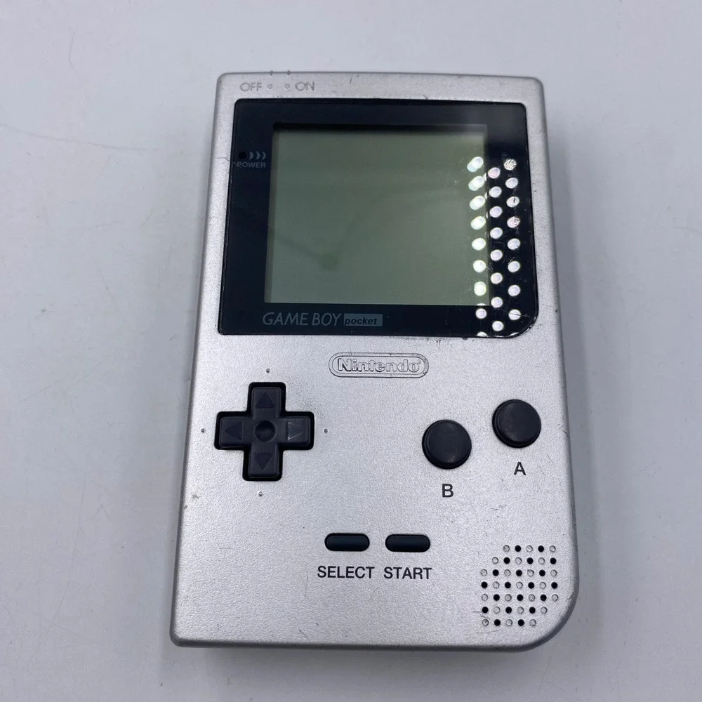 Nintendo Game Boy Pocket Silver MGB-001 Handheld Console with Wario Land II Game